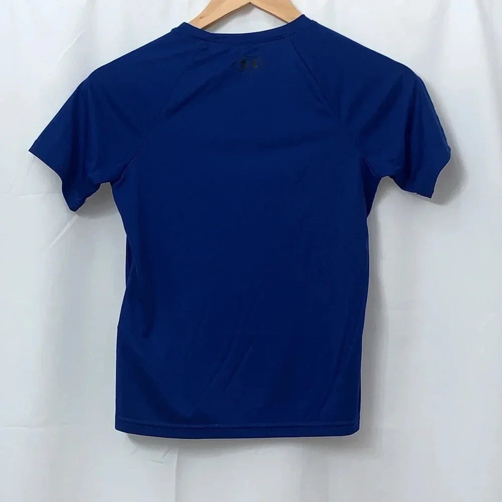 Boys Under Armour Short Sleeve‎ Blue Logo Shirt Size Small  EUC